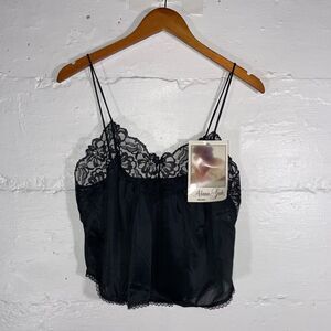 Vintage Black Lace Nylon Camisole Top NWT Medium Retro Boudoir Alana Gale